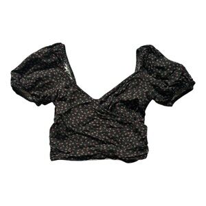 Urban Outfitters Black Floral Crop Top